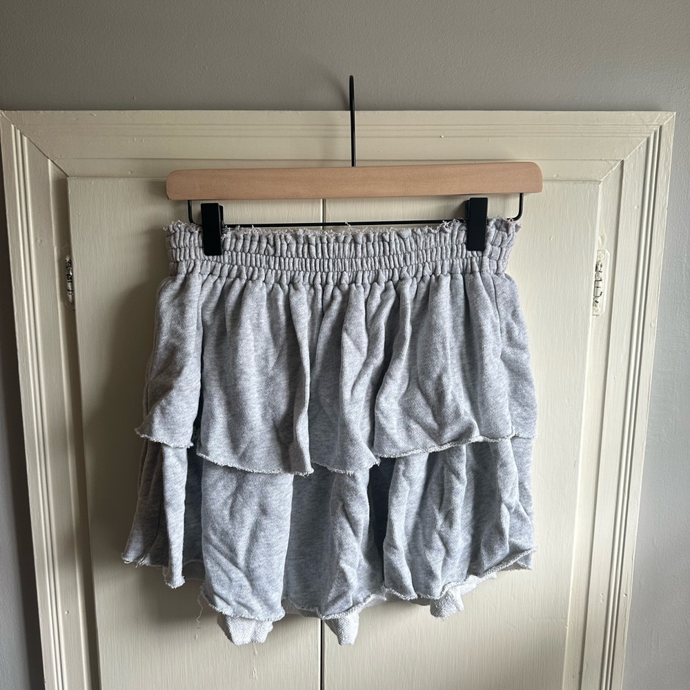 Aerie Heather Gray Tiered Mini Skirt
